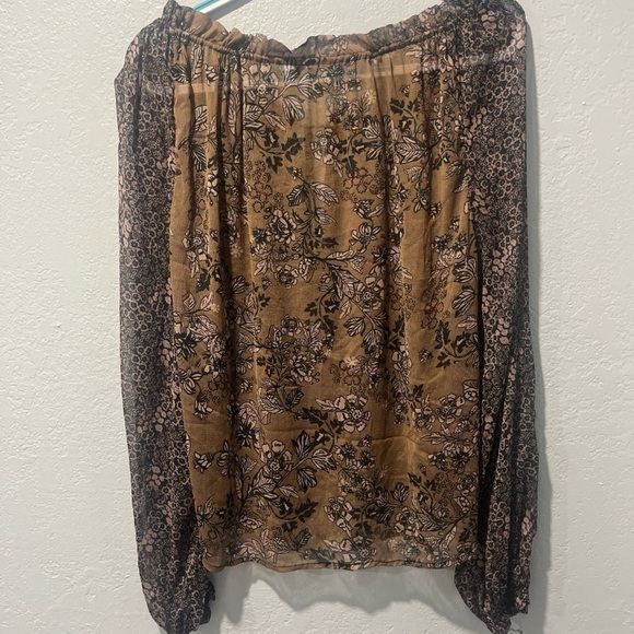 FREE PEOPLE Long Sleeve Blouse Sheet Off The Shoulder Size XS Olive Green - Picture 3 of 5